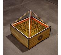 SUNUCO Copper Pyramid for Meditation Intention Setting Box, Handmade with Sri Yantra Inscription, Reiki Healing and Vastu Shastra Decor, Pyramid Meditation Healing Gemstone Energy Launcher
