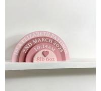 SUNUCO Personalised Gift Rainbow Stacking Desktop Decoration, Baptismal Gift Remembrance, Children's Bedroom Decoration, New born Boy Girl gift Customisable name/time/weight etc