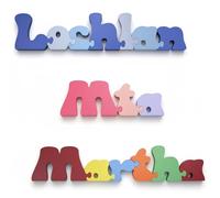 SUNUCO Personalised Name Jigsaw Childrens Puzzle, Custom Wooden Puzzles for Toddlers, Personalised Baby Boy & Baby Girl Gifts, Toddler educational gifts for baby's first birthday, Christmas