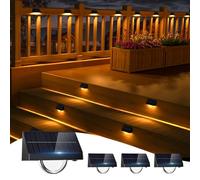sununiny 4 Pack Solar Lights Outdoor Garden,Outside Lights Solar Powered for Steps,8 Fixed Colors & RGB Color Changing IP44 Waterproof Solar Light for Backyard Patio Front Porch Decor