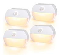 sununiny Motion Sensor Light Indoor,4 Pack Stick-on Sensor Lights by Battery Powered Auto/ON/Off Stair Sensor Lights Indoors, Motion Lights for Toilet, Hallway, Bathroom, Kitchen, Children's Room
