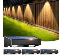 sununiny Solar Fence Lights 4 Pack 9 Colors&11 Modes Solar Lights Outdoor Garden Waterproof RGB Solar Wall Lights for Backyard,Step Railing,Pathway,Patio,Garden,Fence Decoration