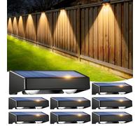 sununiny Solar Fence Lights 8 Pack 9 Colors&11 Modes Solar Lights Outdoor Garden Waterproof RGB Solar Wall Lights for Backyard,Step Railing,Pathway,Patio,Garden,Fence Decoration
