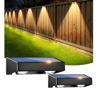 sununiny Solar Fence Lights Outdoor,2 Pack Wall Solar Lights IP65 Waterproof,9 Colors 11 Modes RGB Garden Fence Lights Solar Powered for Patio/Backyard/Porch/Pool Decorations