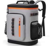SUNUP 35 Cans Waterproof Cooler Backpack, Soft Insulated Leak Proof Backpack Cooler for Men Women, Large Capacity Ice Chest for Beach, Hiking, Camping, Travel, Outdoor, Grey