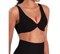 Sunvalix Sports Bra for Women - Twist Front V Neck Workout Bras with Removable Pads, Black, M