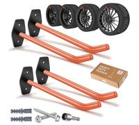 SunVFaFa 4 PCS Garage Hooks Heavy Duty Wall Mount, Tire Storage System with Anti-Slip Coating, Hang Heavy Tools for up to 88Lbs, for Bikes, Ladders, Chairs and Bulky Tools
