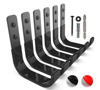 SunVFaFa 6 Pack Garage Hooks, 10 cm Heavy Duty Wall Hooks for Hanging | Ladder Hangers for Garage Storage - Wall Mounted, Steel Utility J Garden Hose Holder & Tool Organizers | Black 25 kg
