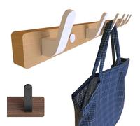 SunVFaFa White Coat Hooks Wall Mounted-55cm-Wooden Coat Hooks for Wall Hangers for Clothes, Rustic Coat Rack with 6 Metal Hooks for Hanging in Bedroom Office Entryway Hallway-Beech Wood, Aluminium