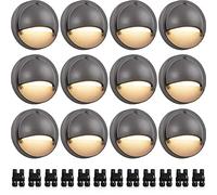 SUNVIE 12 Pack Low Voltage Deck Lights 5W LED Landscape Step Stair Lights Outdoor with Fastlock2 Wire Connector 3000K 12-24V Accent Lighting for Garden Post Fence 3.2FT ETL Listed Cord