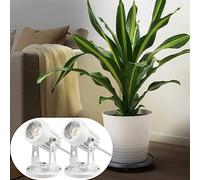 SUNVIE 2 Pack LED Spot Lights Indoor Plant Spotlight Lamp Up Lights for Indoor Plants Accent Lighting 120V Warm White Uplight 5.9 FT Cord with Floor Foot Switch, White (Base and Stake Included)