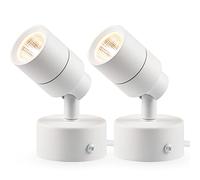 SUNVIE 2 Pack LED Up Lights Indoor, 3W Spot Lights for Indoor Use with 3000K Warm White, 120V Spotlights for Plants Pictures Artwork Uplighting & Accent Lighting, 5.9 FT Plug Cord with Foot Switch