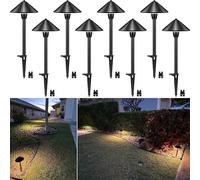 SUNVIE 8-Pack Low Voltage Landscape Pathway Lights 12-24V 3W LED Landscape Lighting 3000K Outdoor Pathway Lighting IP65 Waterproof Aluminum Wired Path Lights for Yard Garden Walkway, ETL Listed Cord