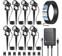SUNVIE All-in-one LED Lighting Kit, 8 Pack Low Voltage Landscape Lights with Transformer and 65ft UL Listed Cord, 3000K Waterproof Riser Lights with