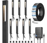 SUNVIE All-In-One LED Low Voltage Landscape Lighting Kit, 8-Pack Pathway Lights with Transformer and 100FT 16/2 AWG Wire, 3000K Waterproof Landscape Path Lights with Connectors for Walkway Garden Yard