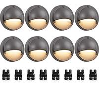 SUNVIE Fastlock2 Low Voltage Deck Lamps with Cable, 5W LED Landscape Stair Lights Outdoor Accent Lighting Garden Post Fence 3000K 12-24V AC/DC 3.2FT ETL Listed Cable8 Pack