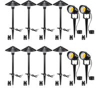 SUNVIE LED Low Voltage Landscape Lighting 12V Landscape Lighting Kit with Connectors, Low Voltage Pathway Lights with Spotlights Aluminum Pathway Lights Wired Waterproof for Patio Yard Garden, 12 Pack