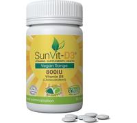 Sunvit-D3 Vegan Lichen D3 Vitamins Tablets - Vegan Vitamin D Tablets 800 IU | 30 Daily Vitamin Tablets | Keep Teeth & Bones Strong with Vitamin D3 Tablets | Halal Certified, Made in UK & GMP Approved
