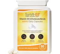 SunVit-D3 Vitamin D 600 IU - Cholecalciferol Vitamin D Capsules Support The Maintenance of Bone, Teeth, Muscle & Immune System | Made in UK & GMP Approved - D3 Vitamins 60 Convenient