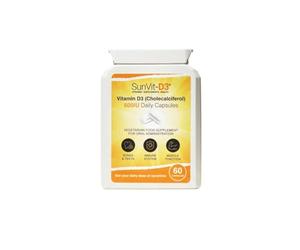SunVit-D3 Vitamin D 600 IU - Cholecalciferol Vitamin D Capsules Support the Maintenance of Bone, Teeth, Muscle & Immune System | Made in UK & GMP Approved - D3 Vitamins 60 Convenient