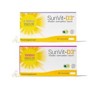 SunVit-D3 Vitamin D Bundle - 1000IU Vegan D3 Capsules (28) & 2500IU High Strength D3 Capsules (28) - Bone, Teeth, Muscle & Immune Support - UK Made