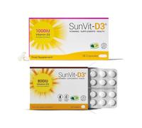 SunVit-D3 Vitamin D Bundle - 1000IU Vegan D3 Capsules (28) & 800IU Vitamin D3 Tablets (28) - Bone, Teeth, Muscle & Immune Support - Made in UK