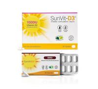 SunVit-D3 Vitamin D3 1000 IU Tablets & 800 IU Capsules Bundle | Supports Bone Teeth Muscle & Immune Health | High Strength D3 | Dairy & Gluten Free | Made in UK GMP Approved (28 Tablets & 28 Capsules)