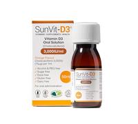 SunVit-D3 Vitamin D3 3000IU Oral Solution - Vitamin D for Kids | Cholecalciferol Vitamin D Drops Baby | Supports Bone, Teeth, Muscle & Immune System (50ml Orange Flavor)