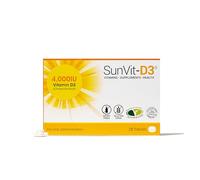SunVit-D3 Vitamin D3 4000 iu - High Strength Vitamin D Tablets Support the Maintenance of Bone, Teeth, Muscle & Immune System | Made in UK & GMP Approved | Dairy & Gluten free - D3 Vitamins 28 Tablets