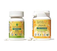 SunVit-D3 Vitamin D3 400IU Vegan & Calcium Lemon Bundle - 60 Vegan D3 & 56 Chewable Calcium Tablets for Bone, Teeth, Muscle & Immune Support | UK Made, GMP Approved