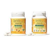 SunVit-D3 Vitamin D3 400IU with Calcium Bundle - 600mg Tutti Frutti 56 Chewable Tablets & 500mg Lemon 60 Chewable Tablets - Bone, Teeth, Muscle & Immune Support