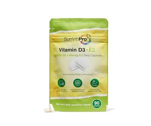 Sunvit-Pro Vitamin D 2000iu and Vitamin K2 MK7 90mcg Capsules - Vitamin D3 k2 High Strength Vegetarian and UK Manufactured - Support the Maintenance of Bone, Teeth, Muscle & Immune System, 90 Capsules