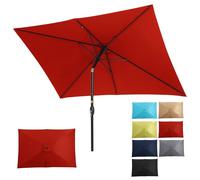 SUNVIVI OUTDOOR 6.5 x 10 Ft Rectangular Patio Umbrella Metal Pole, Outdoor Table Market Umbrella with Crank, 6 Steel Ribs, Polyester Canopy, Red