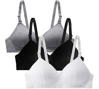 Sunvivid 3 Pack Teen Girl’s Bra Cotton Puberty Wire Free Underwear with Adjustable Strap Training Bralette for 12-18 Years Girls and Women