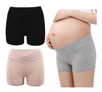 Sunvivid Pack of 3 Women's Maternity Underwear Cotton Pregnancy Safety Panties Stretch Low Wasit Shorts Waist Belly Underpants for Dress Pregnancy