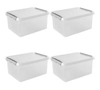 Sunware Comfort Line Storage Box 15L 40 x 30 x 18 cm Set of 4 Plastic Storage Box with Lid, Suitable for Clothing, Toys, DIY Equipment and More
