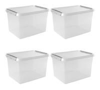 Sunware Comfort Line Storage Box 36L - 50 x 40 x 26 cm - Set of 4 - Plastic Storage Box with Lid, Suitable for Clothing, Toys, DIY Equipment and More