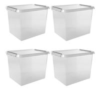 Sunware Comfort Line Storage Box 52L 50 x 40 x 38 cm Set of 4 Plastic Storage Boxes with Lids, Suitable for Clothing, Toys, DIY Equipment and More