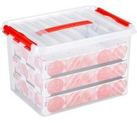 Sunware Q-Line Christmas Box with Trays for 60 Baubles, Transparent Red, One Size