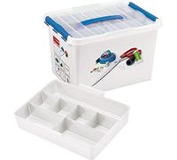 Sunware Q-Line Sewing Box with Insert, White/Blue, 22 Litre