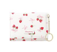 Sunwel Fashion Cute Coquette Bow Wallet with Key-chain Aesthetic Card Holder ID Window for Women Girls, 389CREAM, Coquette