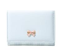 Sunwel Fashion Cute Coquette Bow Wallets Lolita Aesthetic Small Wallet with Card Slots ID Window for Women Girls, BLUE
