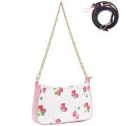 Sunwel Fashion Cute Prints Small Shoulder Bag Crossbody Purse with Double Straps for Women, Pink Strawberry