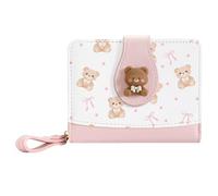 Sunwel Fashion Cutest Fruit Prints Wallet Card Slots Small Wallet with Zipper Coin Pouch Wallet for Women Girls, BEAR, Simple
