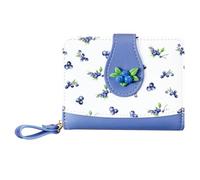 Sunwel Fashion Cutest Fruit Prints Wallet Card Slots Small Wallet with Zipper Coin Pouch Wallet for Women Girls, BLUEBERRY, Simple