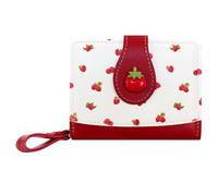 Sunwel Fashion Cutest Fruit Prints Wallet Card Slots Small Wallet with Zipper Coin Pouch Wallet for Women Girls, RASPBERRY, Simple