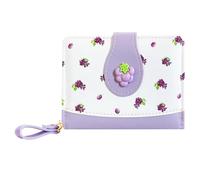 Sunwel Fashion Cutest Fruit Prints Wallet Card Slots Small Wallet with Zipper Coin Pouch Wallet for Women Girls, GRAPE, Simple