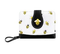 Sunwel Fashion Cutest Fruit Prints Wallet Card Slots Small Wallet with Zipper Coin Pouch Wallet for Women Girls, BEE, Simple