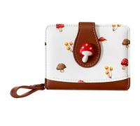 Sunwel Fashion Cutest Fruit Prints Wallet Card Slots Small Wallet with Zipper Coin Pouch Wallet for Women Girls, MASHROOM, Simple