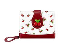 Sunwel Fashion Cutest Fruit Prints Wallet Card Slots Small Wallet with Zipper Coin Pouch Wallet for Women Girls, CHERRY, Simple